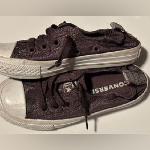 CONVERSE All Star youth size 12 sparkly, deep purple slip on shoes - Picture 2 of 4